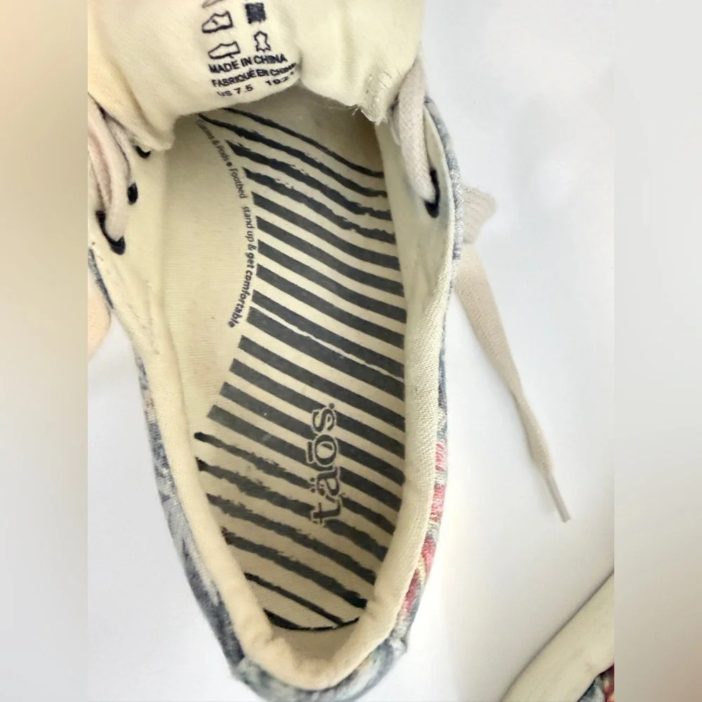 Taos Plim Soul tropical palm leaf floral canvas comfort orthotic sneaker 7.5